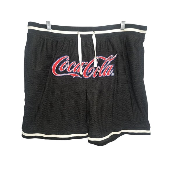 Coca-Cola Mesh Shorts Womens 21 Black Athletic Streetwear Drawstring Waist - Picture 1 of 6
